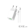 Мережевий зарядний пристрій ColorWay, White, 35 Вт , GaN, 1xType-C (PD3.0) / 1xUSB (CW-CHS055PDC-WT)