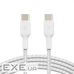 Дата кабель USB-C to USB-C 1.0m braided white Belkin (CAB004BT1MWH)