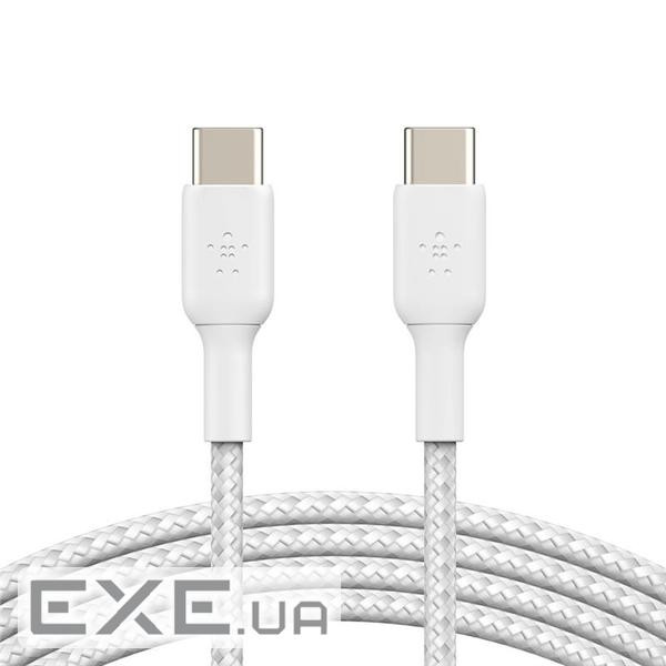 Дата кабель USB-C to USB-C 1.0m braided white Belkin (CAB004BT1MWH)