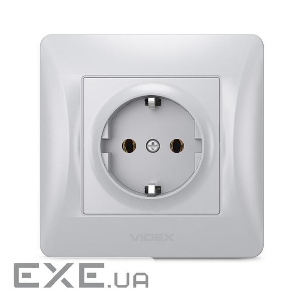 Розетка Videx BINERA 1ая с заземлением серебр (VF-BNSK1G-SS)