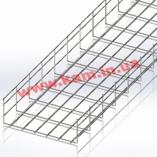 Лоток сітчастий WBC 300х100 мм, проволока D5 мм, белый цинк, 2,5 м (CMS-WBC5-300100Z)