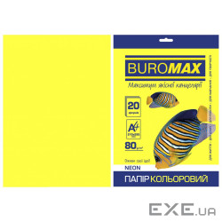 Папір Buromax А4, 80g, NEON yellow, 20sh (BM.2721520-08)