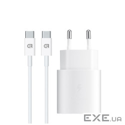 Зарядний пристрій Armorstandart AR-TA800W USB-C 25W White + cable USB-C to USB-C (ARM63804)