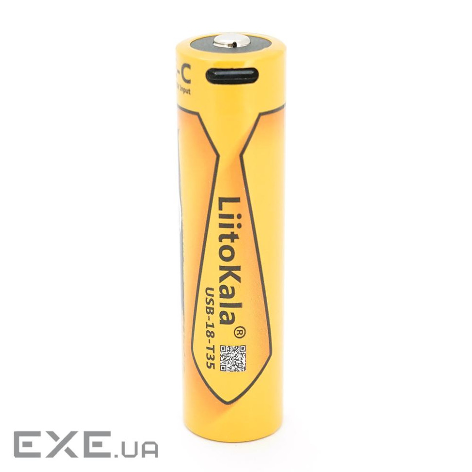 Акумулятор 18650 Li-Ion LiitoKala USB-18-T35, 3500mAh (3400-3500mAh), 3.7V (2.7-4.2V), Type-C, 18.6*