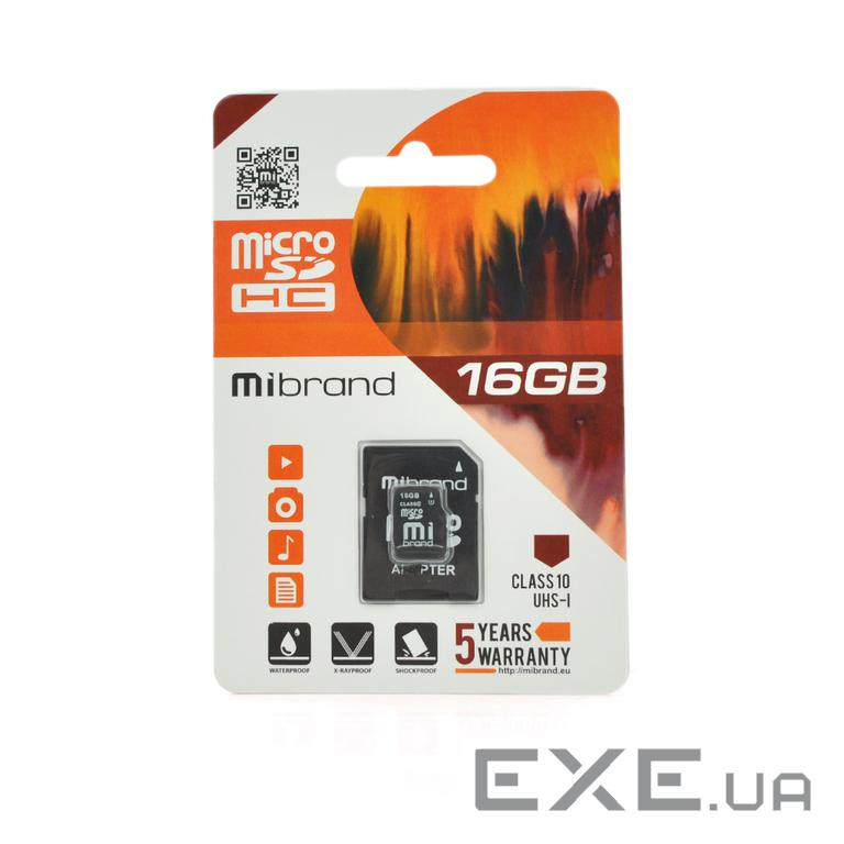 Карта пам&apos,яті Wibrand microSDHC Class 10 UHS-I, 16GB (microSDHC-Mb / 16)