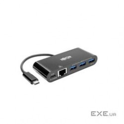 3-Port USB-C Hub with LAN Port and Power Delivery, USB-C to 3x USB-A Ports and Gbe (U460-003-3AGB-C)