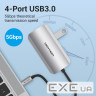 Порт-реплікатор VENTION 5-in-1 USB-C to USB3.0x4/PD (TNBHB)