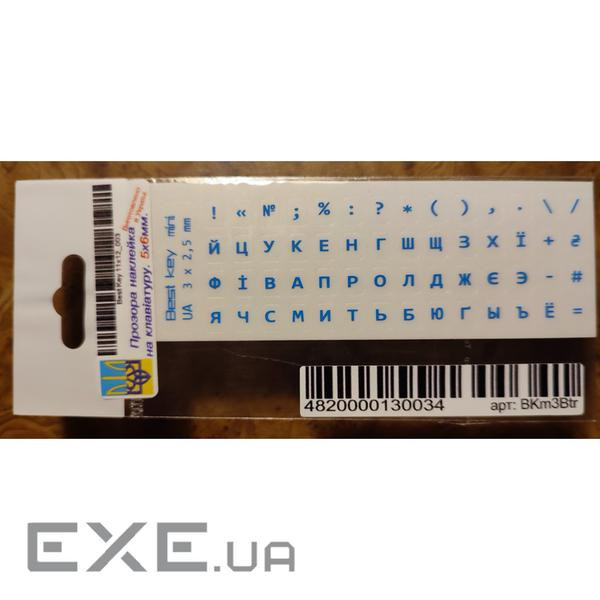 Наклейка на клавиатуру BestKey миниатюрная прозрачная, 56, синий (BKm3BTr)