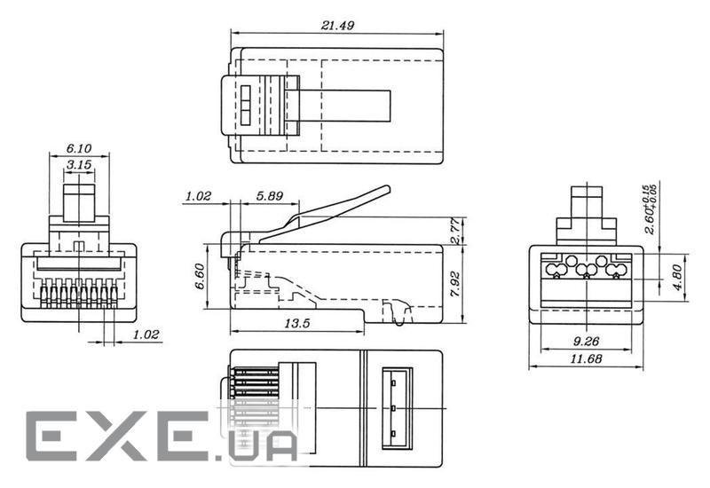 Конектор мережевий FreeEnd-RJ45 UTP6a, конектор AWG24-26 + Theader Gold, прозорий (75.07.2501-100)