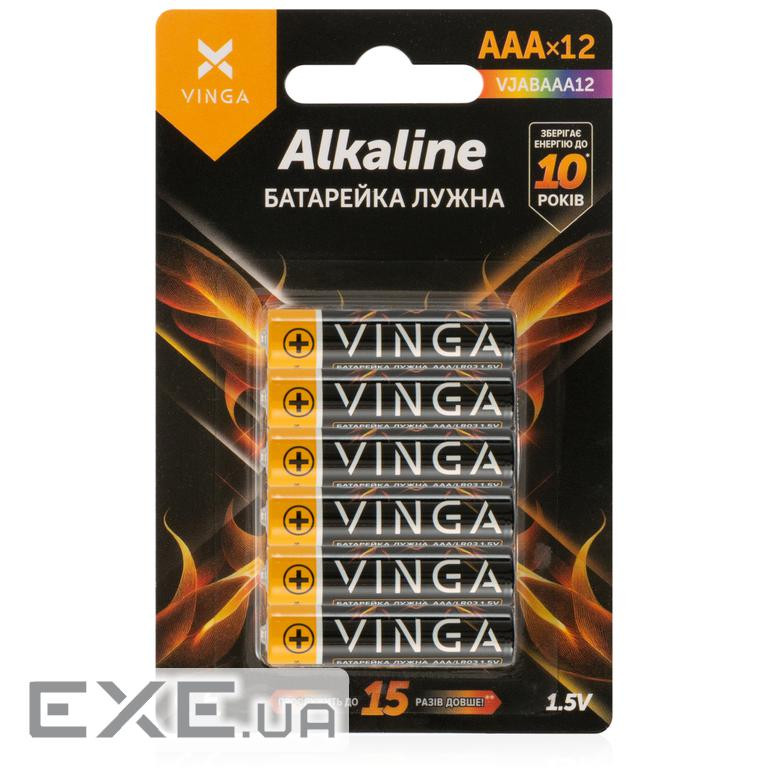 Батарейка AAA LR03 Alkaline 12pcs Blister Vinga (VJABAAA12)