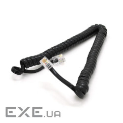 Патч-корд телефонний, RJ11, 3,0 m, гофрований, чорний (PC-3.0B)