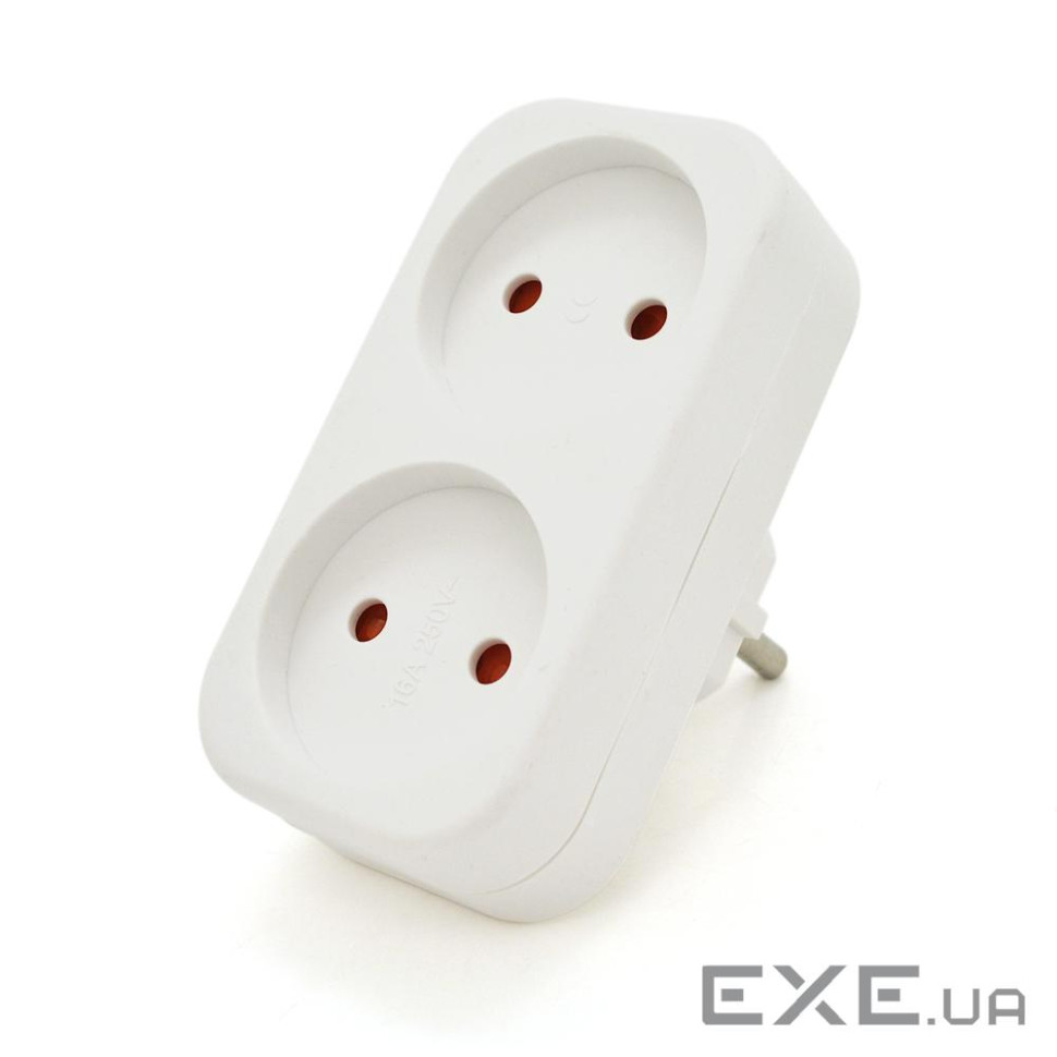 Розетка двійник без заземлення A202, White, 2Р, 10А (A202-2P)