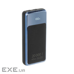 Універсальна мобільна батарея 20000 mAh, RivaCase Rivapower VA1075, Black/Blue, 45 Вт, 2xType-C (PD3