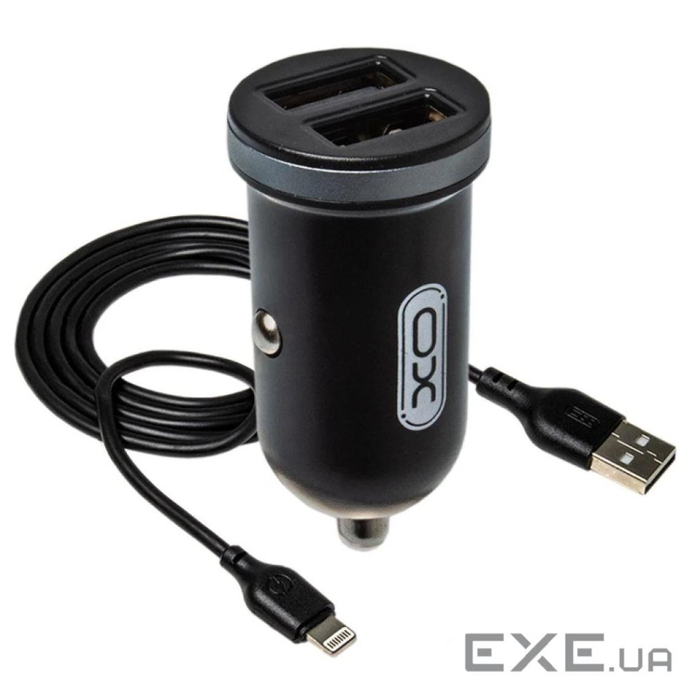 Зарядний пристрій XO 2xUSB 2.1A + cable USB to Lightning black (TZ08-L-BK)