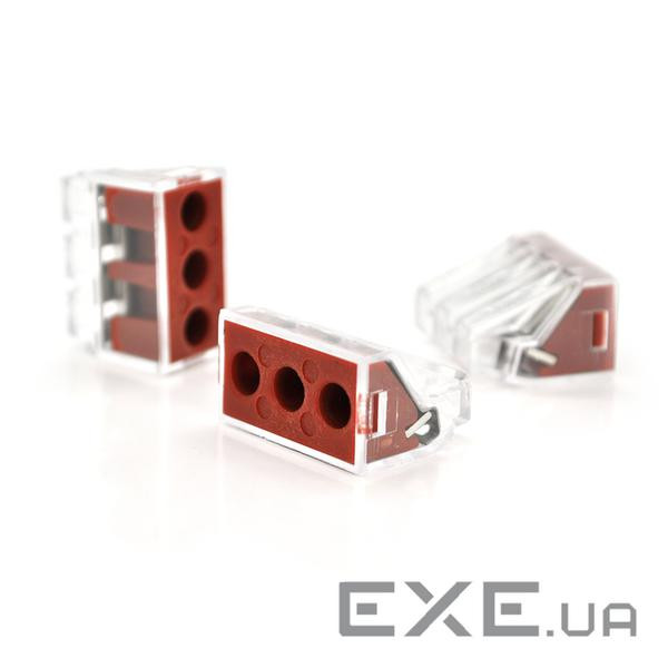 Клема з затискачем 3-дротова WAGO K773-173 для розподільчих коробок, 3-pin, прозоро-червона