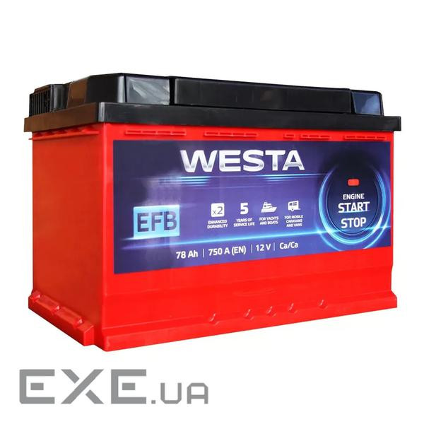 Акумулятор автомобільний Westa 6CT-78 А RED EFB