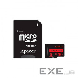 Карта пам'яті APACER microSDXC 64GB UHS-I Class 10 + SD-adapter (AP64GMCSX10U5-RA)