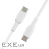 Дата кабель USB-C to USB-C 1.0m PVC white Belkin (CAB003BT1MWH)