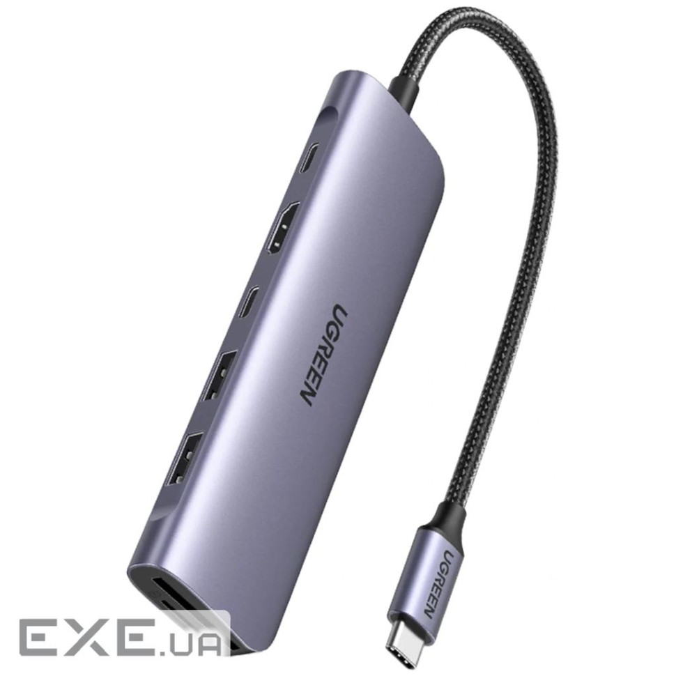Концентратор Ugreen USB-C 7-in-1 2xUSB 3.0 + USB-C PD100W + HDMI 4K30Hz + SD/TF black (15214)