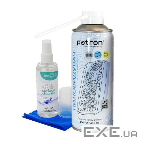 Набір очищувач Patron: спрей для оргтехніки 120 мл, стиснене повітря 400 мл, серветка (CS-PN-BUNDL-10)