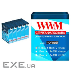 Стрічка до принтерів 6.35мм х 15м STD к. Black*5шт WWM (R6.15S5)