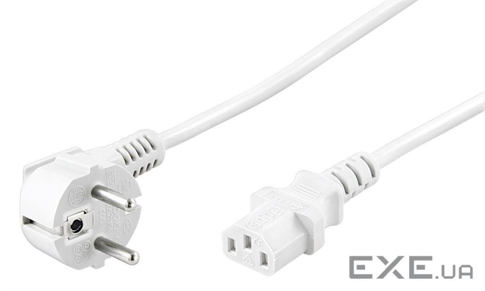 Кабель живлення пристроїв IEC(Schuko)-(C13) M/F 2.0m,90ё/180ё 3x0.75mm D=5.5mm Cu,біл (75.09.5140-1)