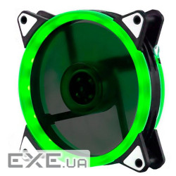 Кулер корпусний 12025 DC sleeve fan 3pin + 4pin - 120*120*25мм, 12V, 1100об/хв , (SRHX-15LED-Green)