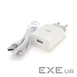 Набір СЗУ 110-240V HOCO C81A 1xUSB+ кабель Lighting, 2.1A, кабель 1м, White, Blister (C81A / LW) , White, Blister (C81A