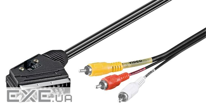 Кабель аудіо-відео SCART-RCAx3 M/M 2.0m,AV In/Out +перемикач напрямку,чорний (75.05.0364-1) (75.05.0364-1)