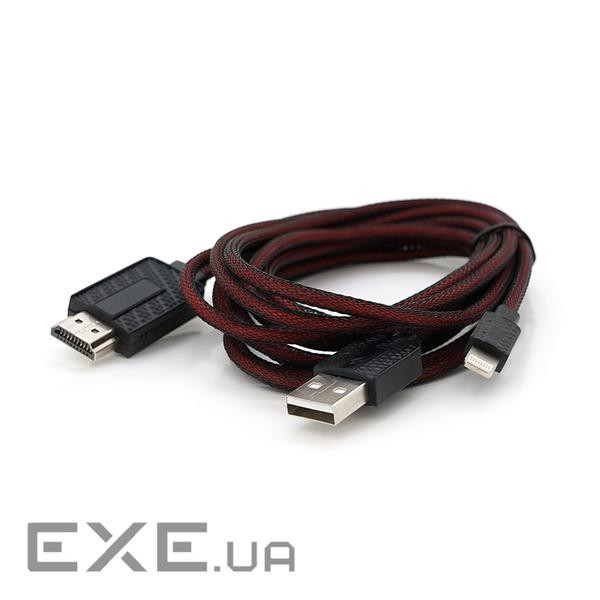 Кабель VOLTRONIC Lightning - HDMI 1.8м Red/Black (OT-7522F)