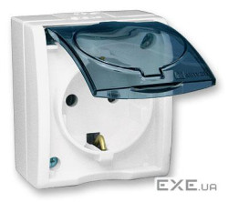 Розетка накладного монтажу з прозорою кришкою 1x із заземленням Simon Aquarius IP54, AQGSz1/11a, 16AX