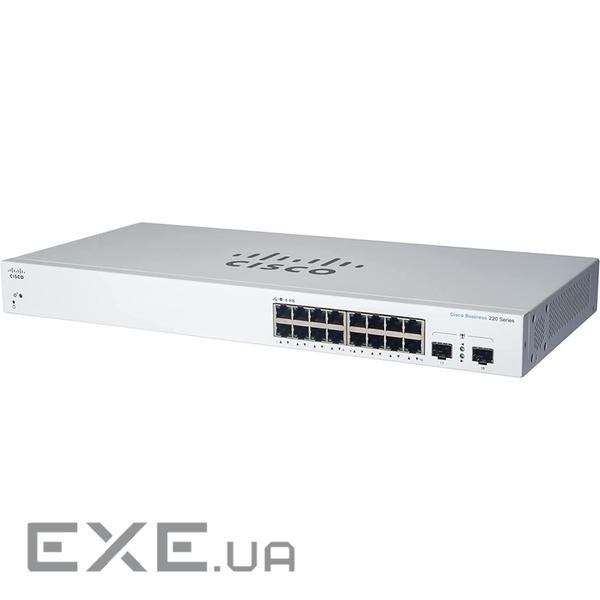 16x 10/100/1000 ports + 2 GE SFP Smart Switch (CBS220-16T-2G-EU)