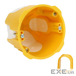 Підрозетник універсальний в пустотілі стіни, з еластичними вводами, ПВХ, жовтий, (KPRL 68-70/LD_NA) , (KPRL 68-70/LD_NA)