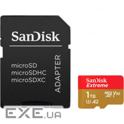 Memory card SANDISK microSDXC Extreme 1TB UHS-I U3 V30 A2 Class 10 + SD-adapter (SDSQXAV-1T00-GN6MA