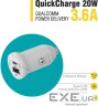 Зарядний пристрій Piko CC-302QP 2USB A+C/20W (1283126509896)