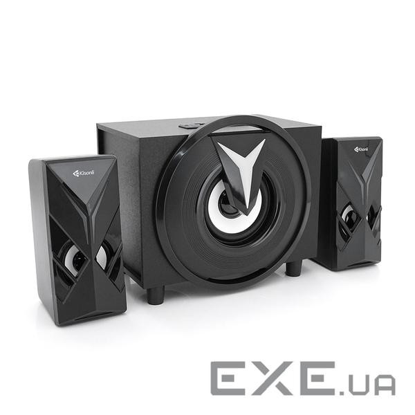 Колонки Kisonli TM-1000U, 5W+2x3W, USB / TF / BT / FM / AUX / LED light, із сабвуфером, DC: 5V, Blac , DC: 5V, Blac