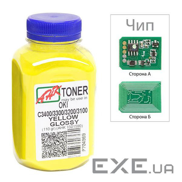 Тонер OKI C3400/3300, 110г Yellow+chip AHK (1502697)