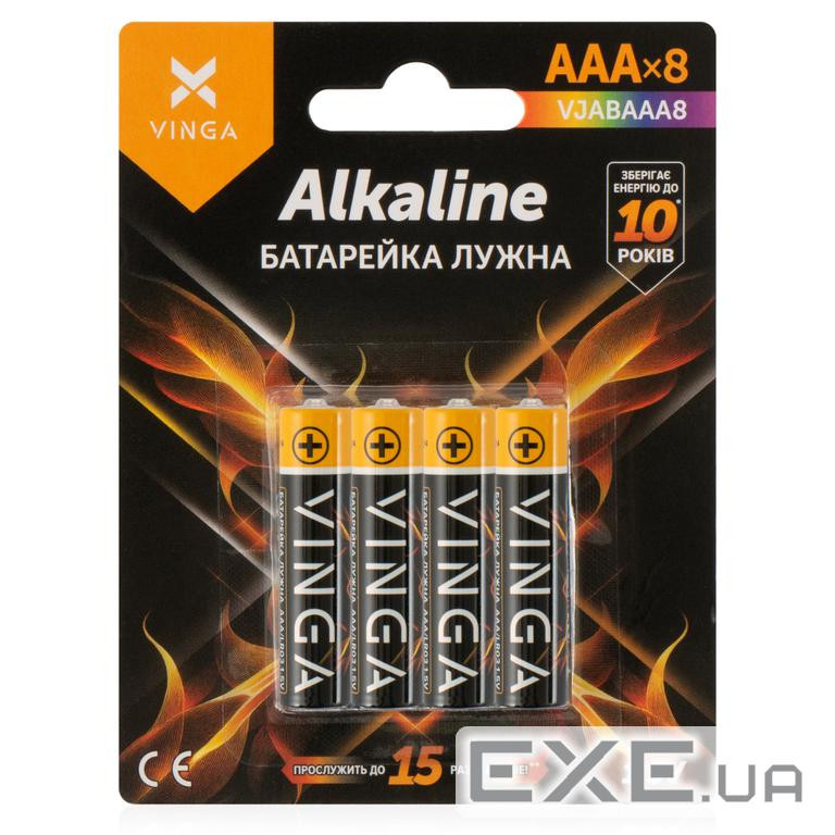 Батарейка AAA LR03 Alkaline 8pcs Blister Vinga (VJABAAA8)