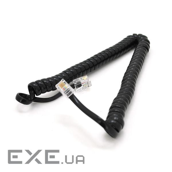 Патч-корд телефонний, RJ11, 3,5m, гофрований, чорний (PC-3.5B)