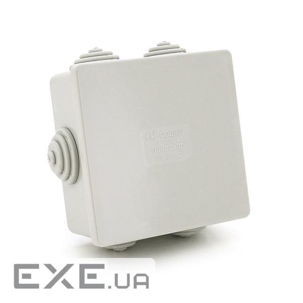 Коробка розподільна, СOURBI 80х80х40 сіра з кабельними вводами, IP54 (негорюча) (32-21004-808) ) (32-21004-808)