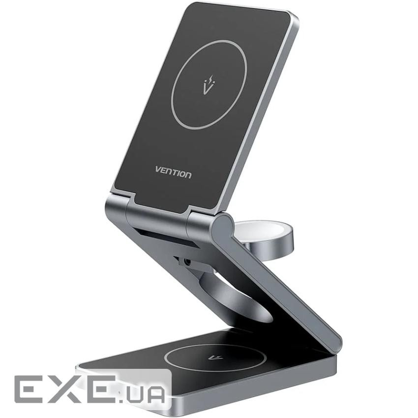Зарядний пристрій 15W 3-in-1 Magnetic Wireless Fast Charger Gray Vention (FGFH0)