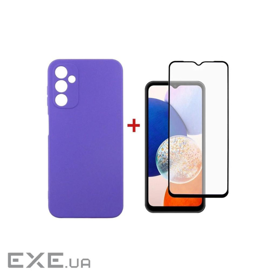 Чохол до мобільного телефона Dengos Kit for Samsung Galaxy A14 5G case + glass (Purple) (DG-KM-13)