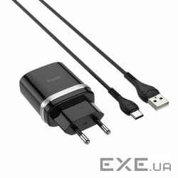 Зарядний пристрій HOCO C12Q Smart USB QC3.0 + cable USB to USB-C 18W Black (6931474716293)