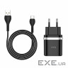 Зарядний пристрій HOCO C12Q Smart USB QC3.0 + cable USB to USB-C 18W Black (6931474716293)