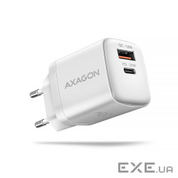Мережевий зарядний пристрій AXAGON ACU-PQ20W, QC3.0/AFC/FCP + PD type-C, 20W, white
