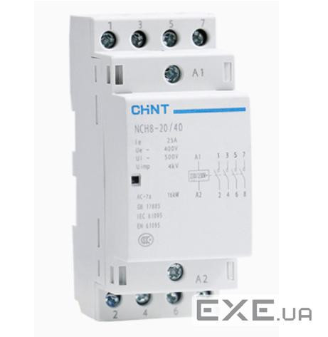 Контактор CHNT NCH8-20/40 220V,20А, 10kW, 4NO, на DIN-рейку, 85*65,5*36мм (NCH8-20 / 40 220V)