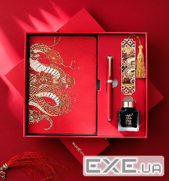 Подарунковий набір HERO Snake ручка перова чорнильна (іридієве перо) блокнот, закладка, чорнильниця