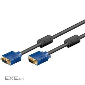 Кабель монітора-подовжувач VGA HD15 M / F 3.0m, D = 6.2mm 3C + 8 Ferrite, HQ, чорний (75.09.3614-50)