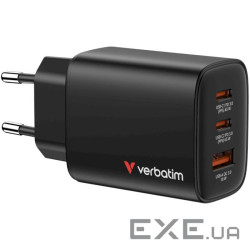 Зарядний пристрій VERBATIM Essentials GaN 65W 2xUSB-C, 1xUSB-A, PD3.0, QC3.0 Black (32352)