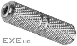 Перехідник аудіо Jack 3.5mm 3pin F / F, D = 9.6mm AUX Zinc, металік (25.02.5024-1)
